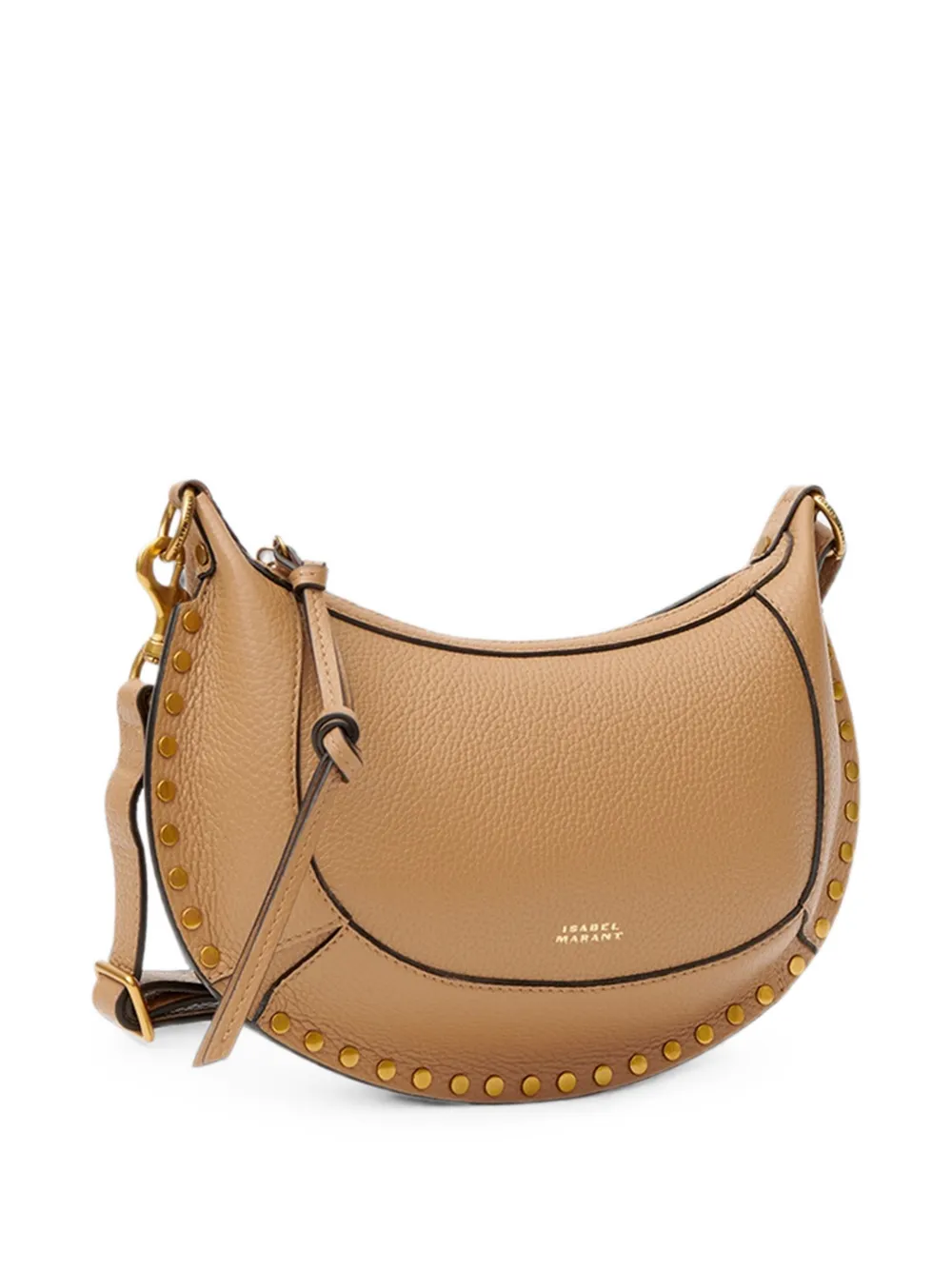 ISABEL MARANT Oskan Moon leren schoudertas met studs Beige