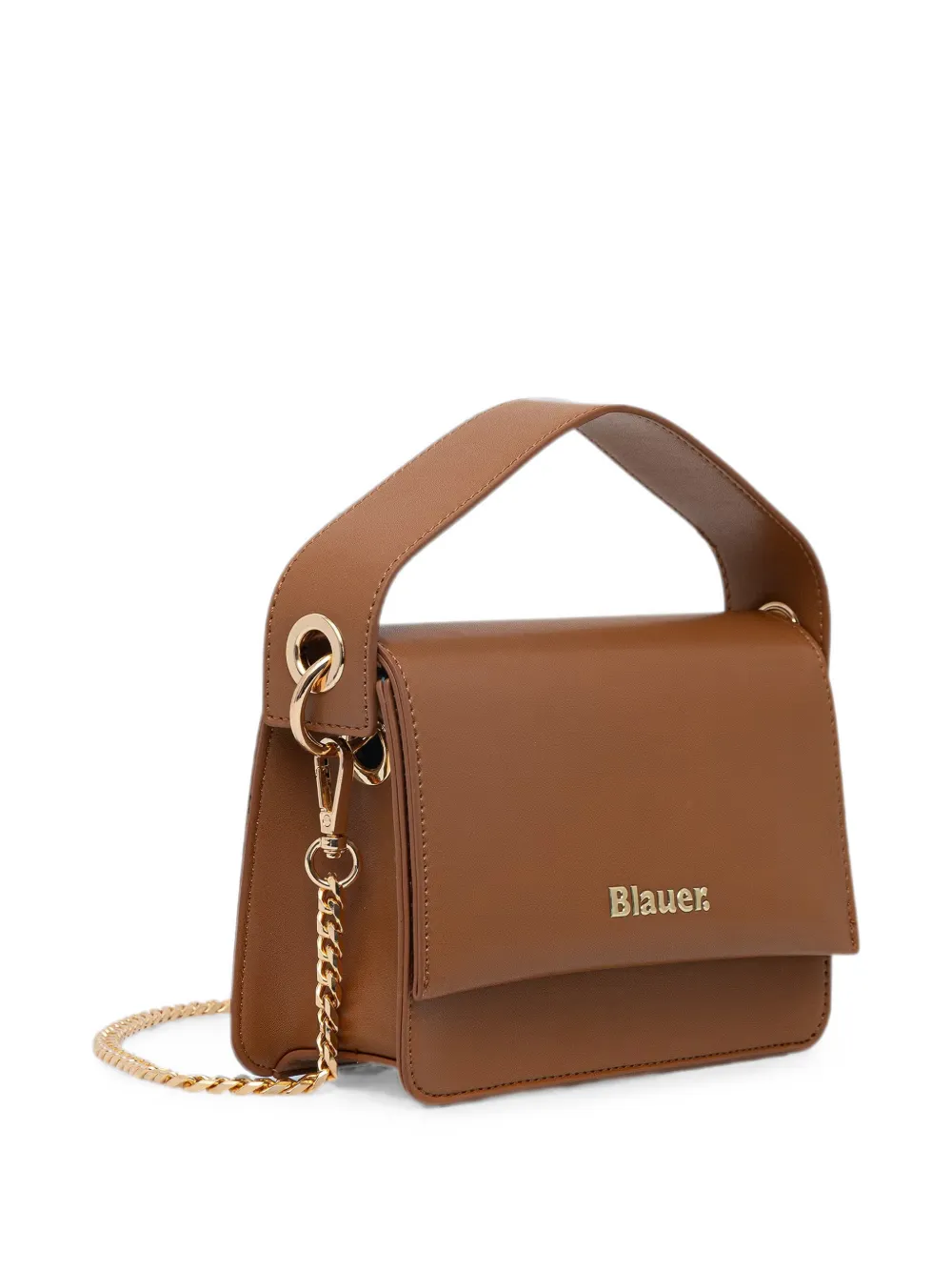 Blauer Schoudertas met logoplakkaat Bruin