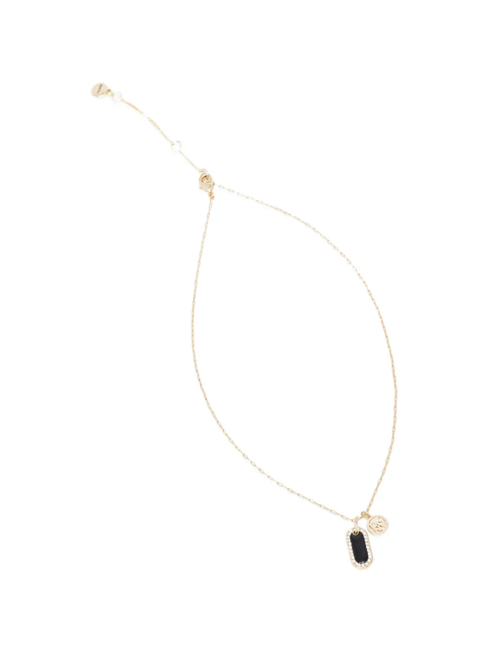 DKNY logo-pendant crystal-embellished necklace - Oro