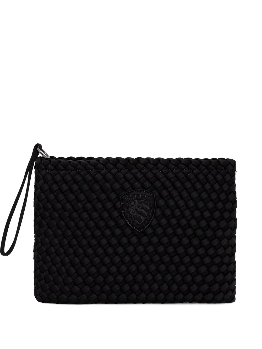 Blauer woven logo-patch clutch bag - Black