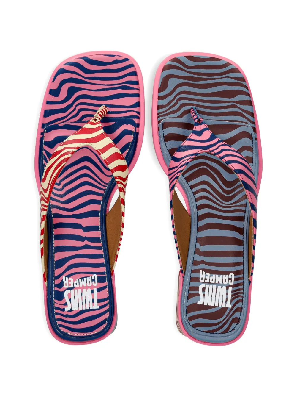 Camper Twins zebra-print sandals Roze