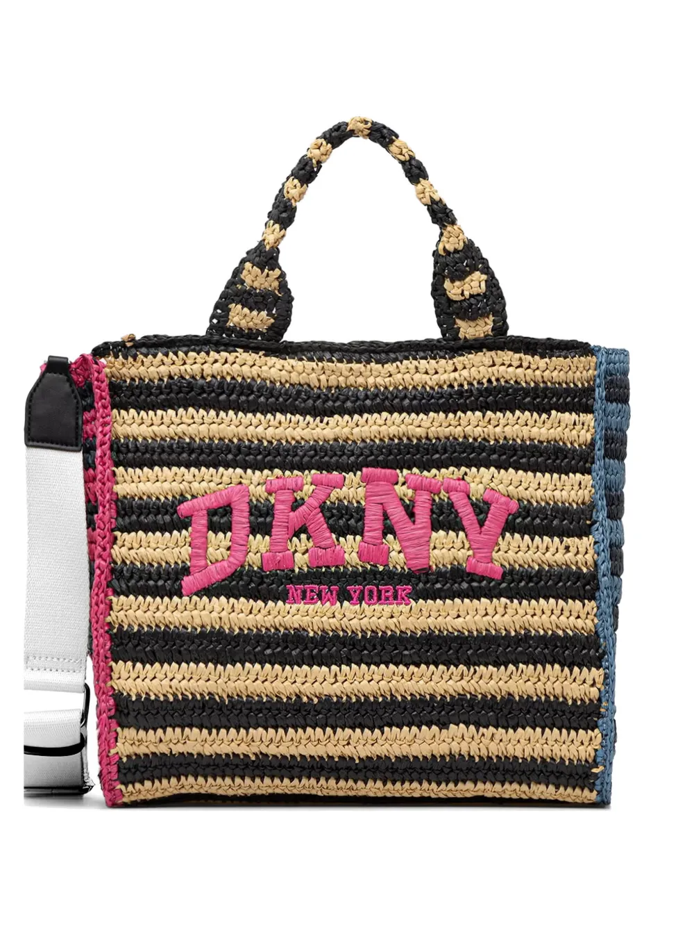 DKNY striped logo-embroidered tote bag - Black