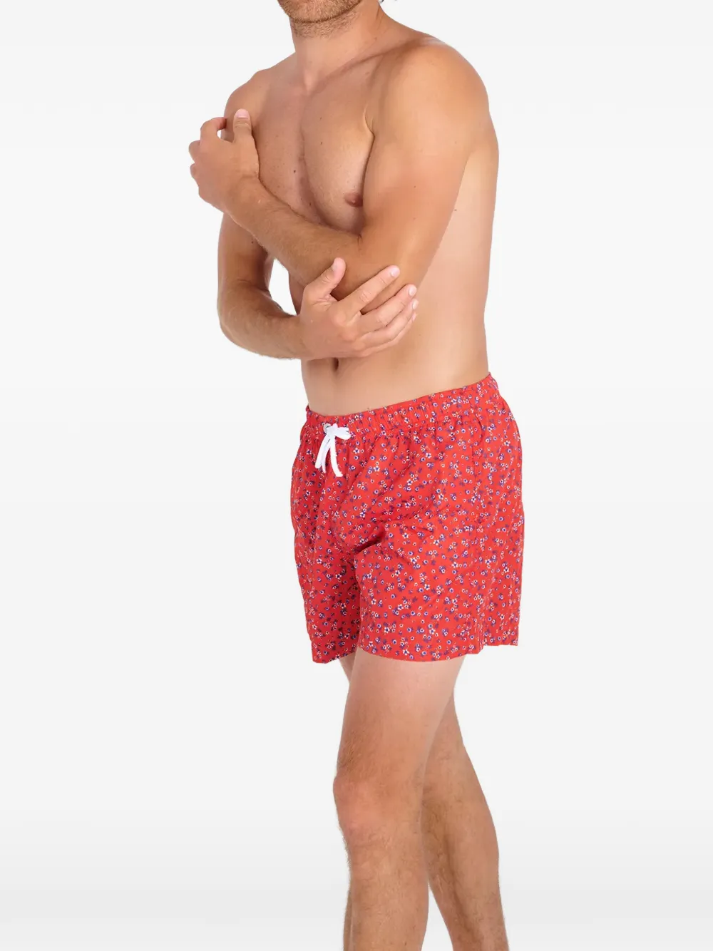 BANANA MOON Ruben floral-print drawstring swim shorts - Rosso
