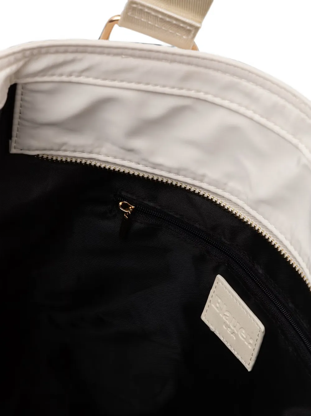 Blauer Shopper met logopatch Wit