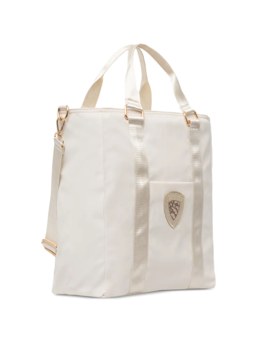 Blauer Shopper met logopatch Wit
