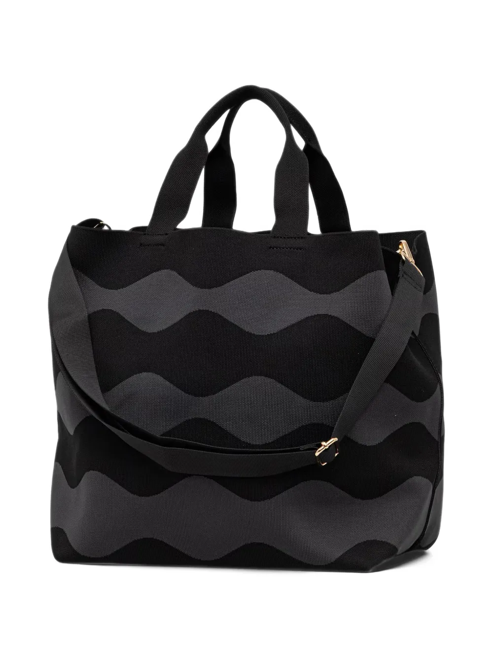 Blauer wave-pattern logo-patch tote bag Zwart