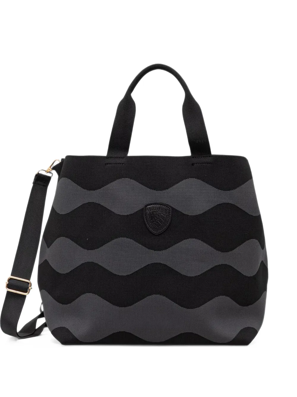 Blauer wave-pattern logo-patch tote bag | negro | Image 1