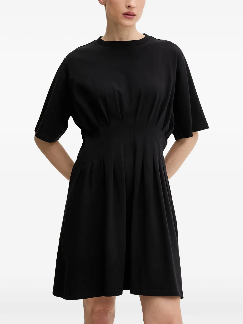 Gestuz GZinez mini-jurk met korte mouwen en geplooide taille Zwart