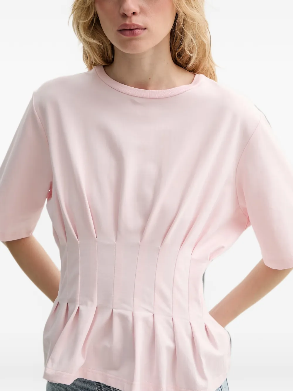 Gestuz GZinez geplooid peplum T-shirt Roze
