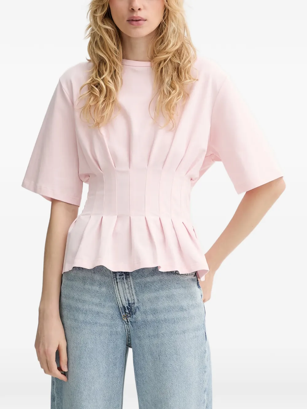 Gestuz GZinez pleated peplum T-shirt - Rosa