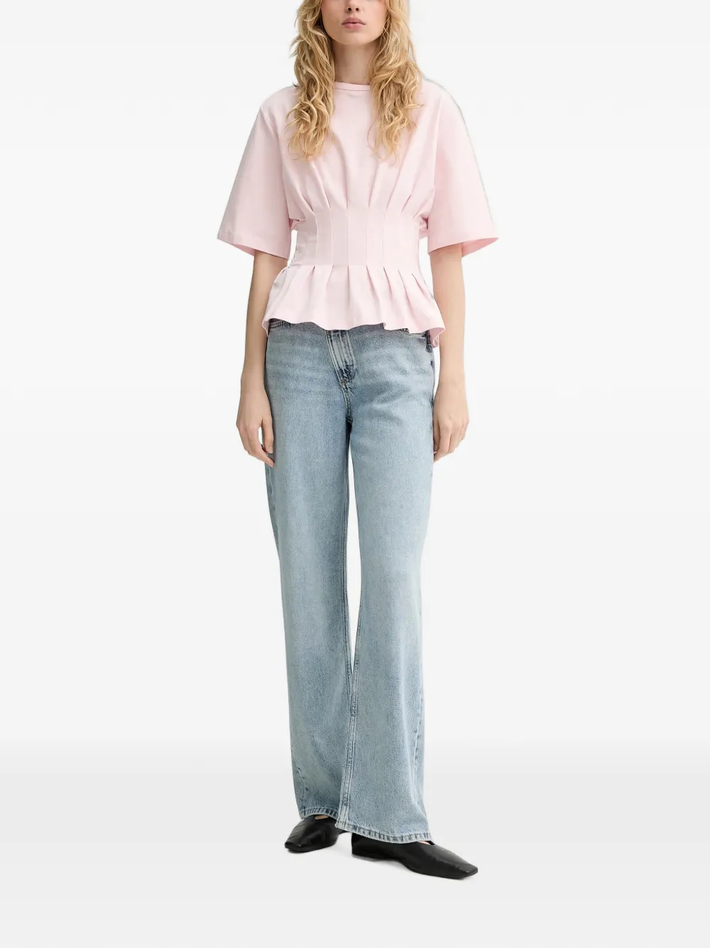 Gestuz GZinez geplooid peplum T-shirt Roze