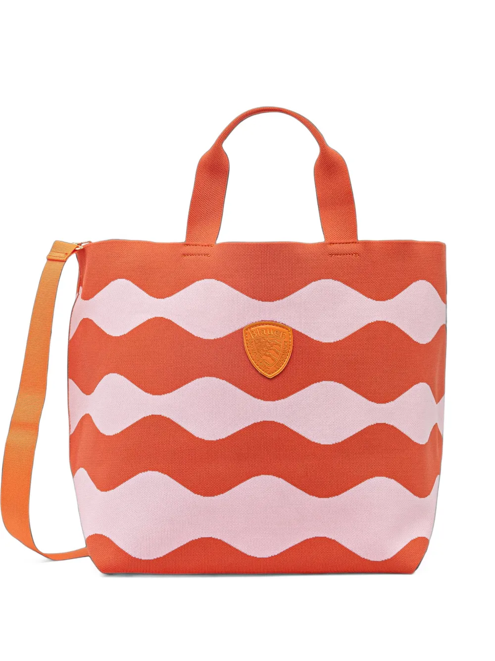 Blauer wave-pattern logo-patch tote bag | Orange | Image 1