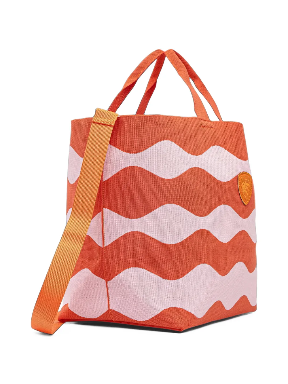 Blauer wave-pattern logo-patch tote bag Oranje