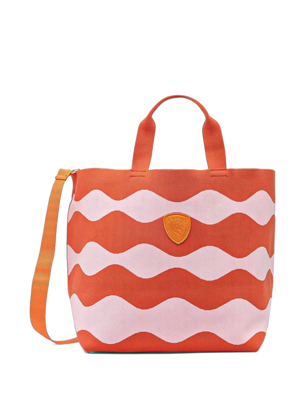 Blauer wave-pattern logo-patch tote bag Oranje