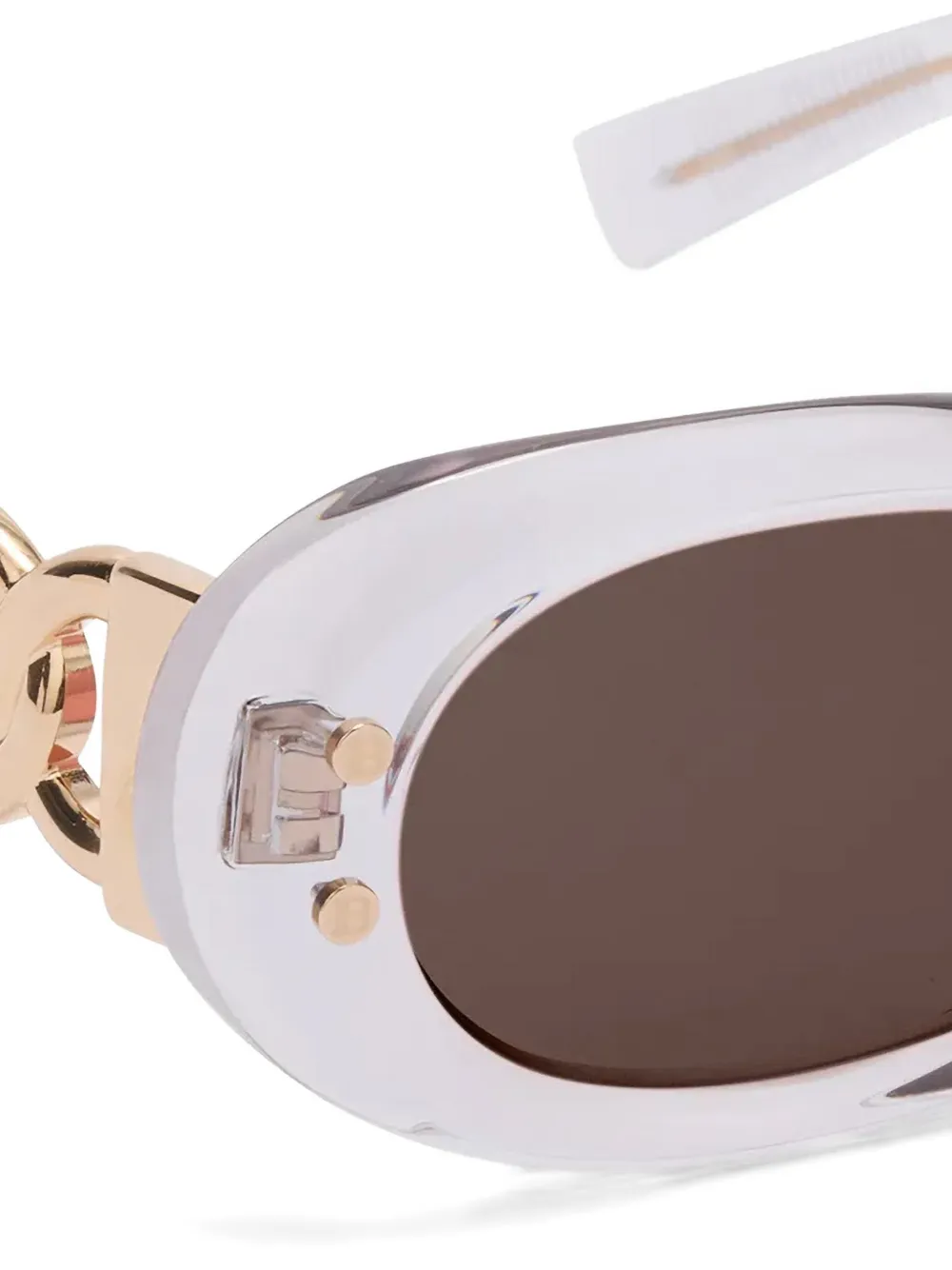 Balmain Eyewear Zonnebril met ovalen montuur en schakelketting Grijs