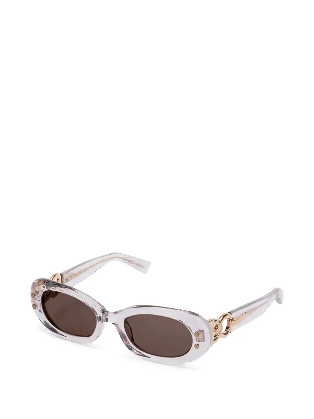 Balmain Eyewear Zonnebril met ovalen montuur en schakelketting Grijs