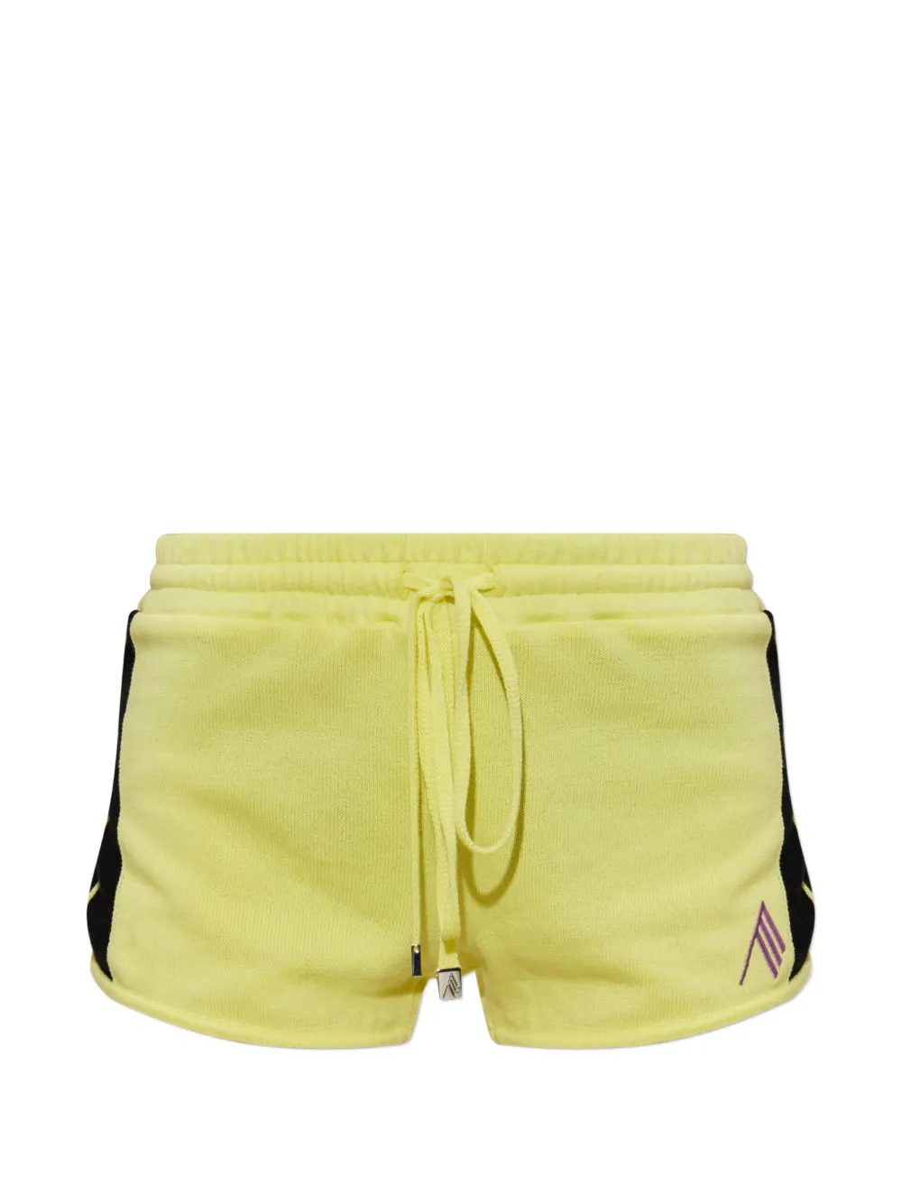 The Attico logo-embroidered side-stripe shorts - Giallo