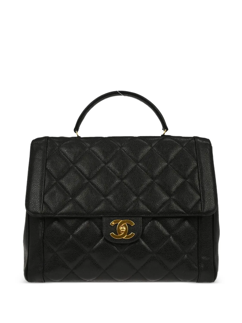 CHANEL Pre-Owned 1995 diamond-quilted top handle tote bag - Nero