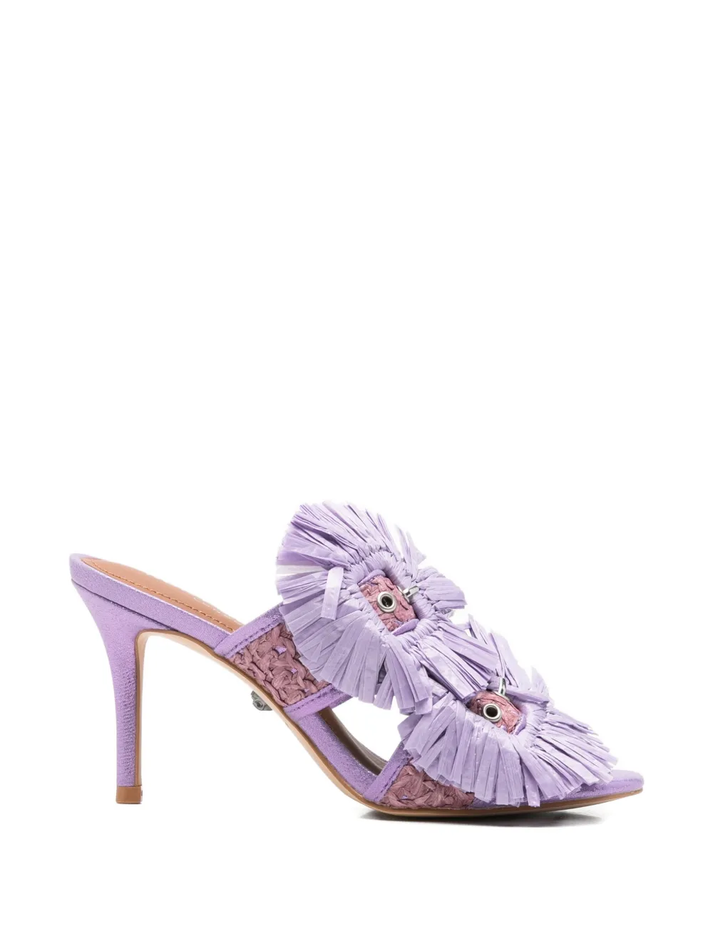 Kurt Geiger London raffia-fringe crystal-embellished sandals - Purple