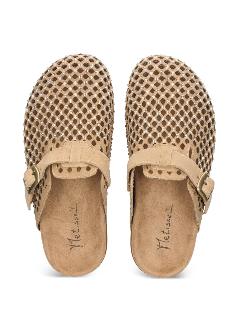 Metisse crystal-embellished mules Beige