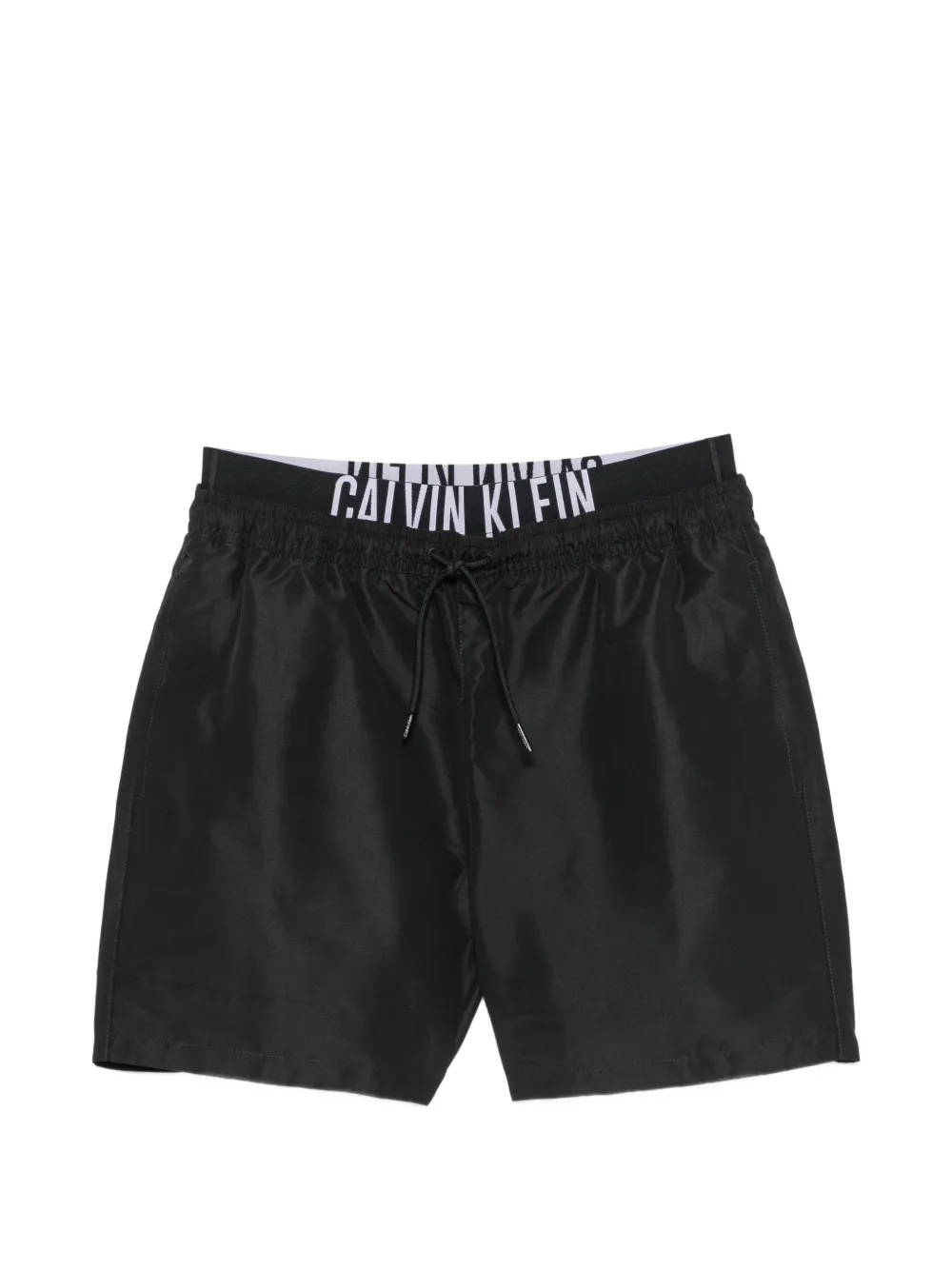 Calvin Klein Kids logo-waistband drawstring swim shorts - Nero