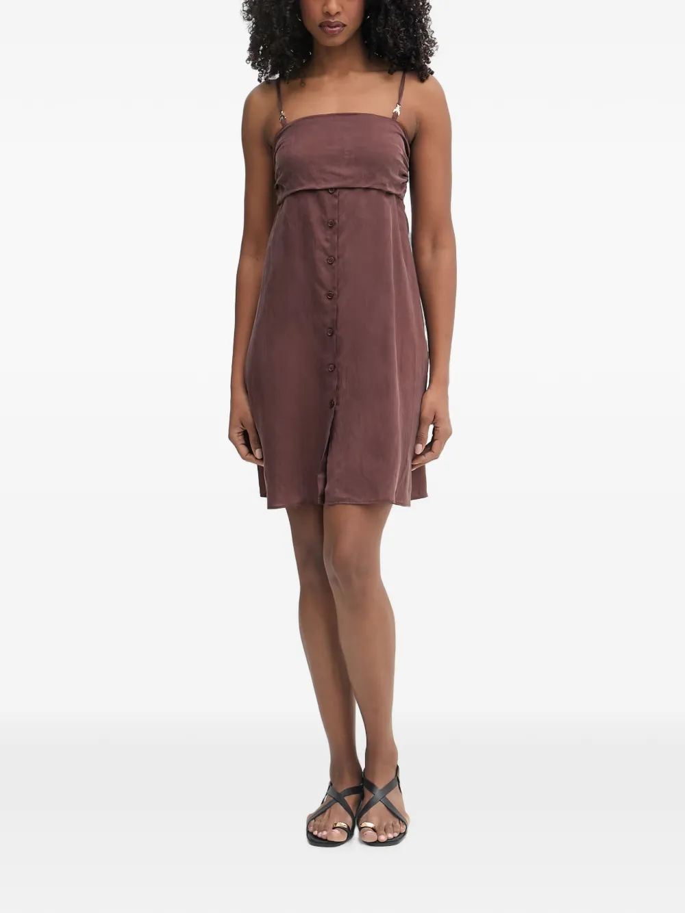 Patrizia Pepe button-up layered-effect dress - Marrone