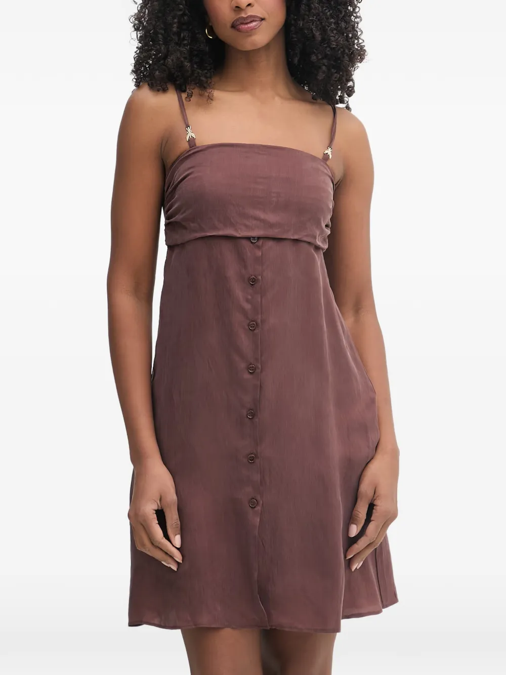 Patrizia Pepe button-up layered-effect dress - Marrone