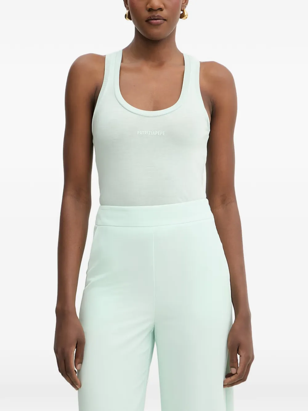 Patrizia Pepe logo-print racerback tank top - Verde