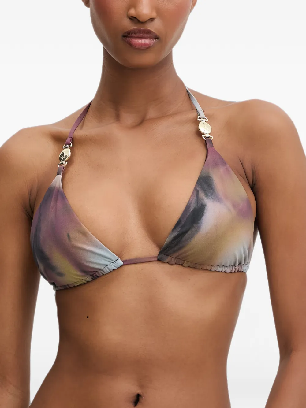 Patrizia Pepe logo-plaque triangle bikini top - Violett