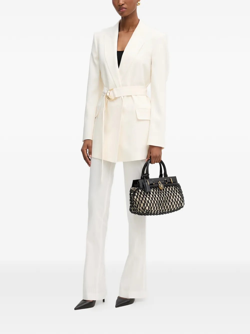 PINKO Broek van linnenblend met geperste plooi Wit