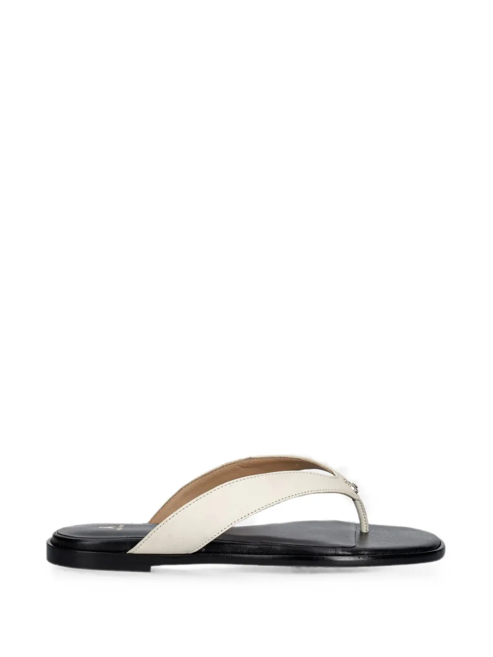 Patrizia Pepe logo-plaque calf leather flip-flops - Nude