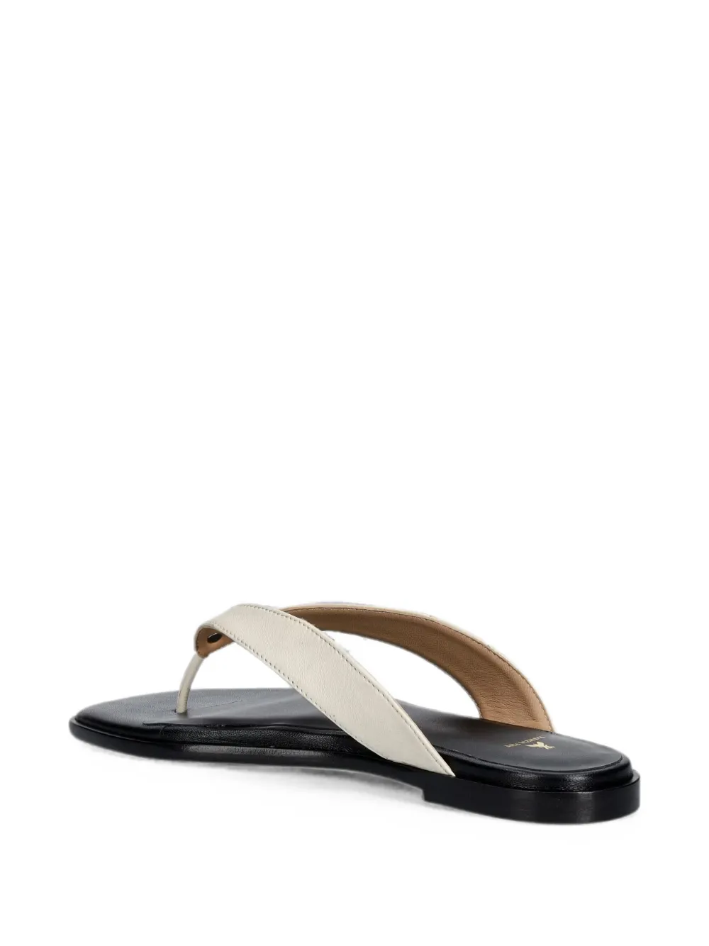 Patrizia Pepe logo-plaque calf leather flip-flops Beige