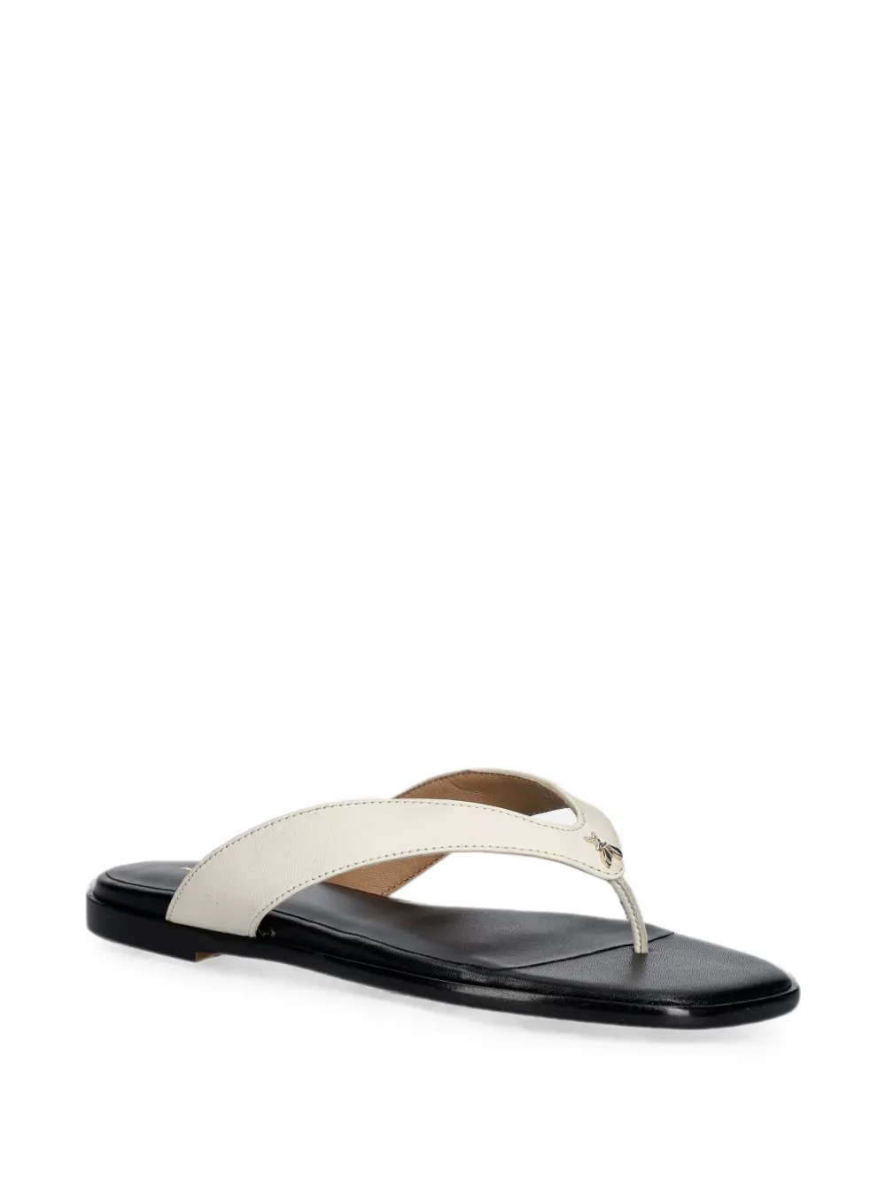 Patrizia Pepe logo-plaque calf leather flip-flops Beige