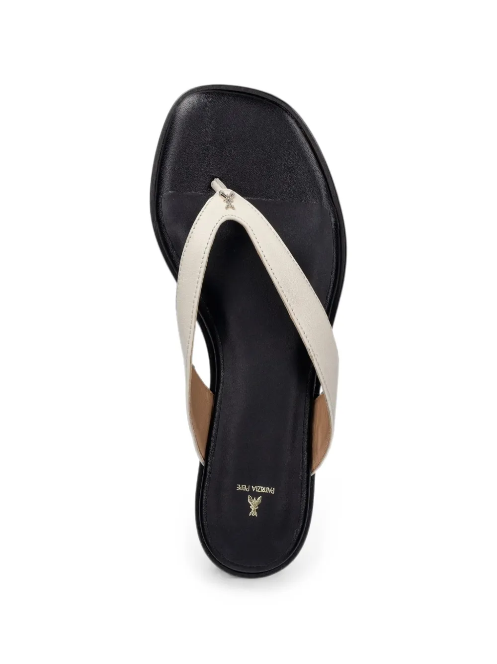 Patrizia Pepe logo-plaque calf leather flip-flops Beige