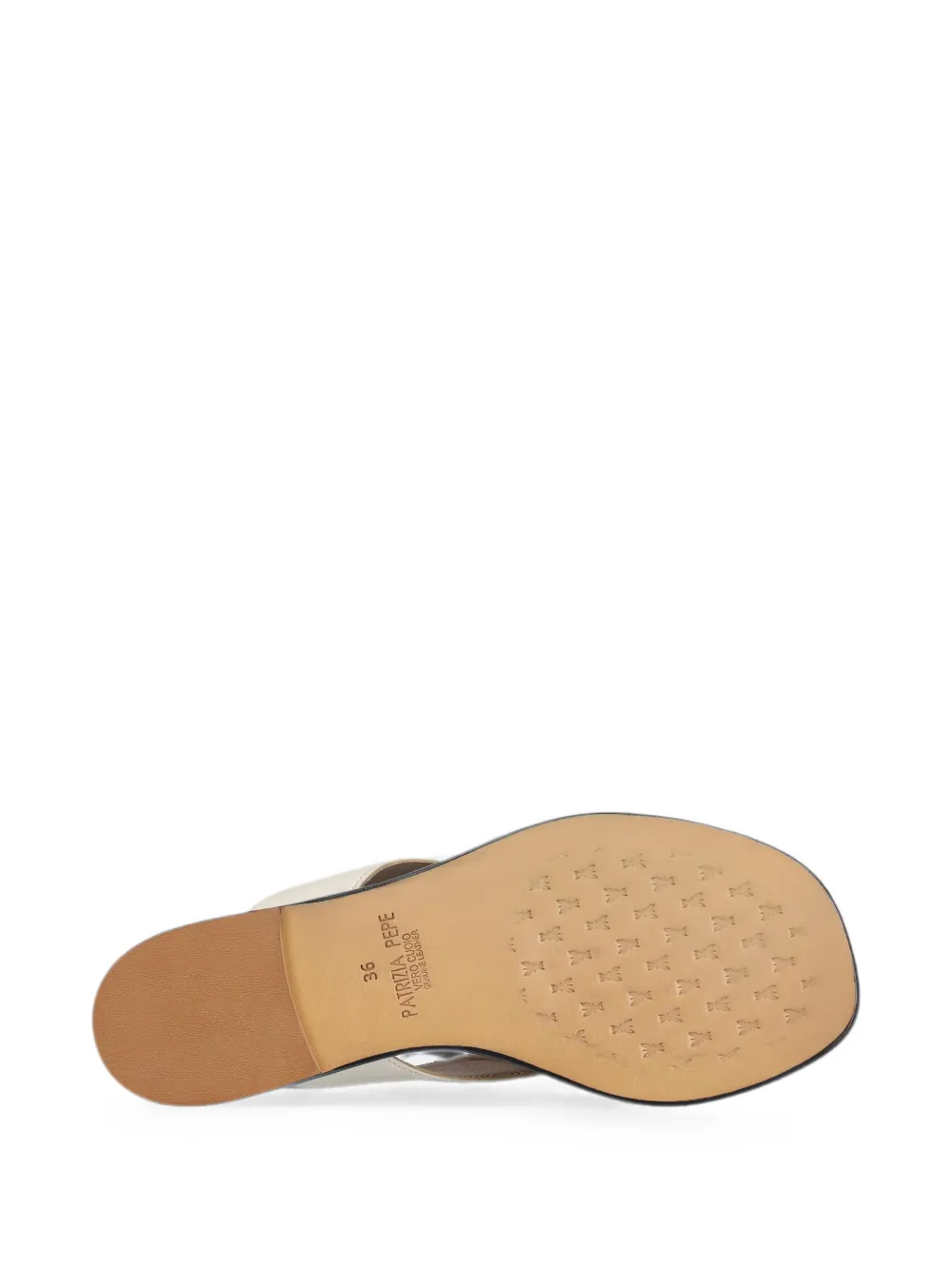 Patrizia Pepe logo-plaque calf leather flip-flops Beige