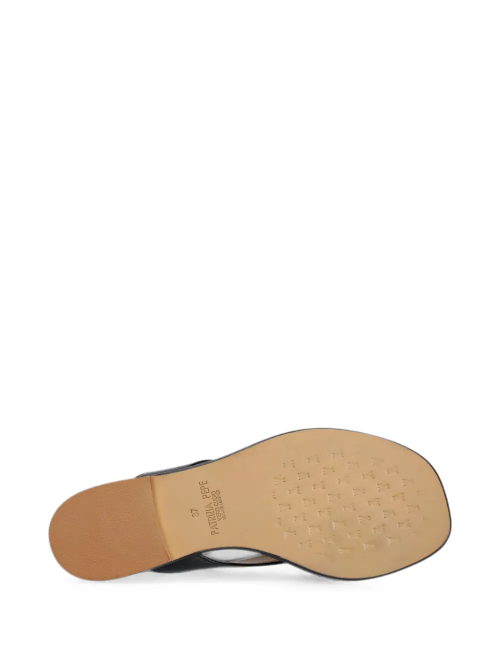 Patrizia Pepe logo-plaque calf leather flip-flops Zwart