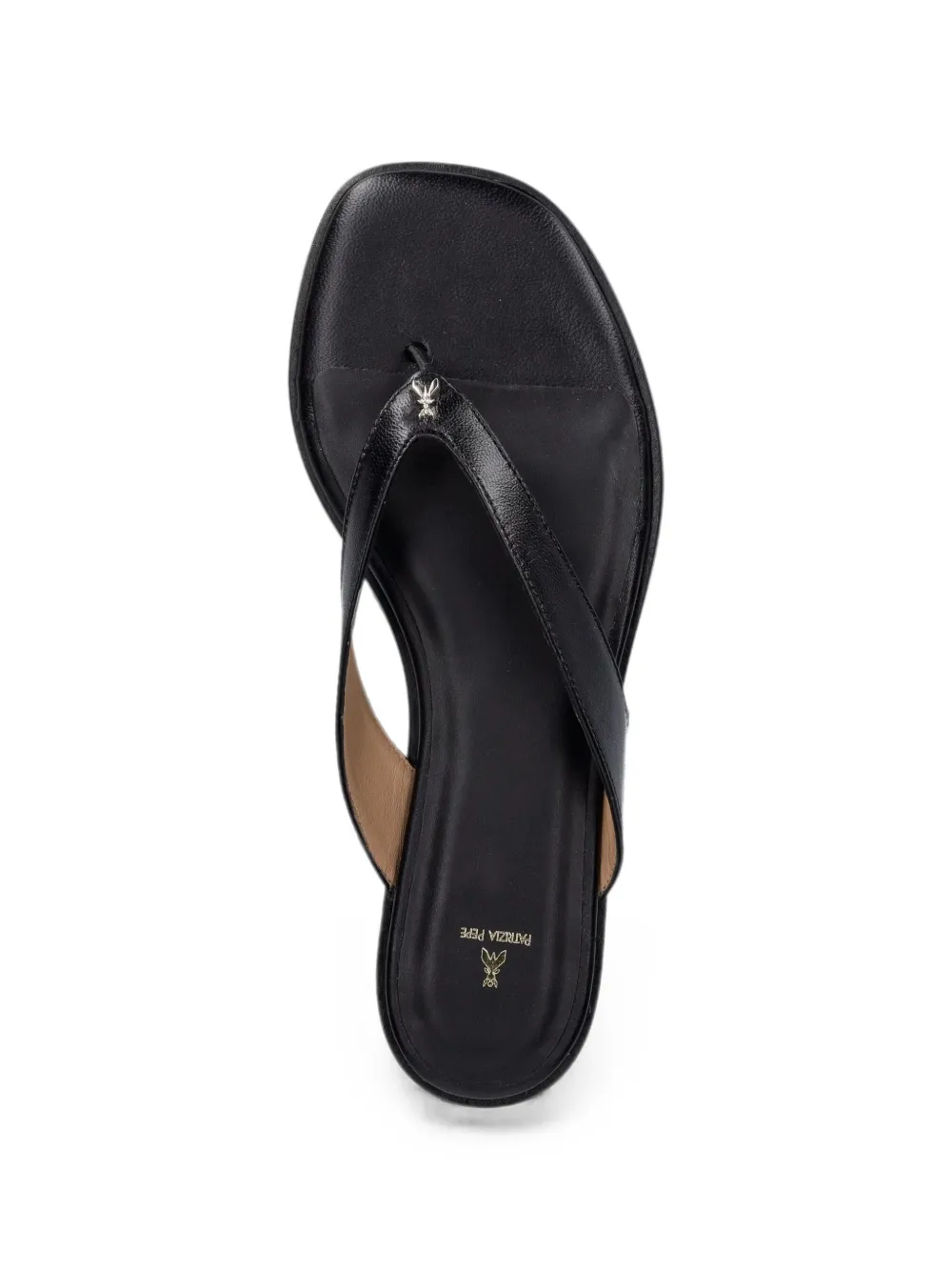 Patrizia Pepe logo-plaque calf leather flip-flops Zwart