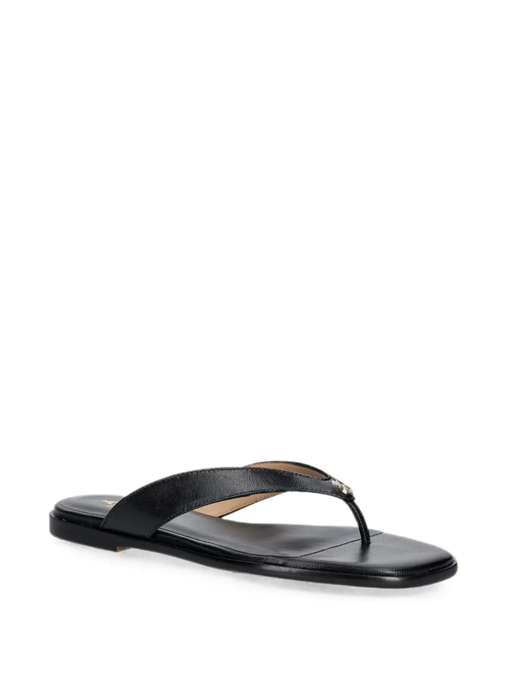 Patrizia Pepe logo-plaque calf leather flip-flops Zwart