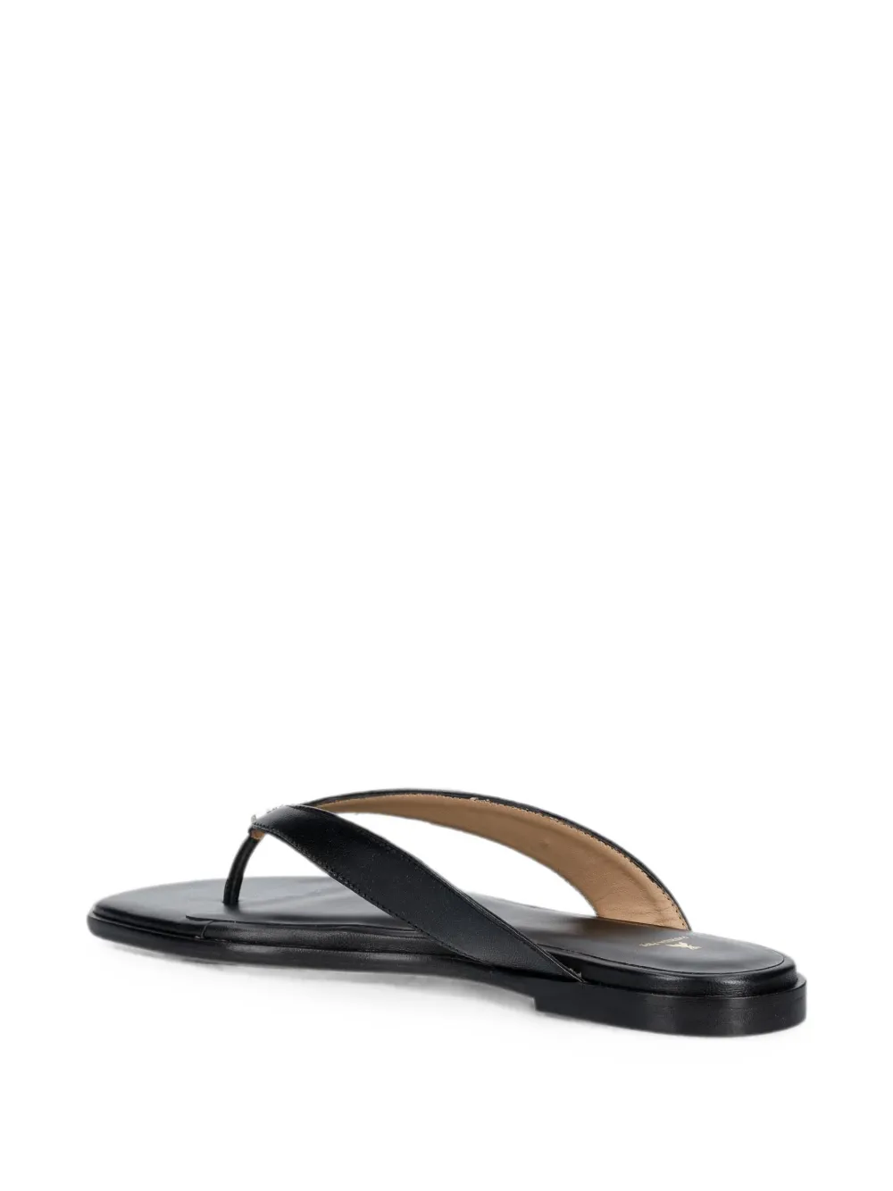 Patrizia Pepe logo-plaque calf leather flip-flops Zwart