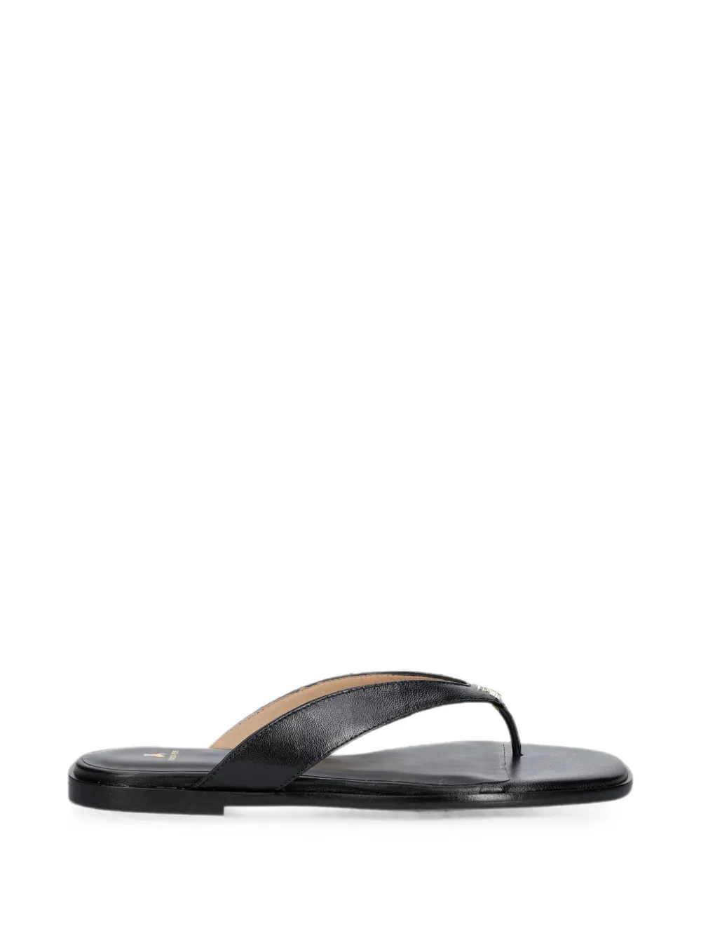 Patrizia Pepe logo-plaque calf leather flip-flops - Schwarz