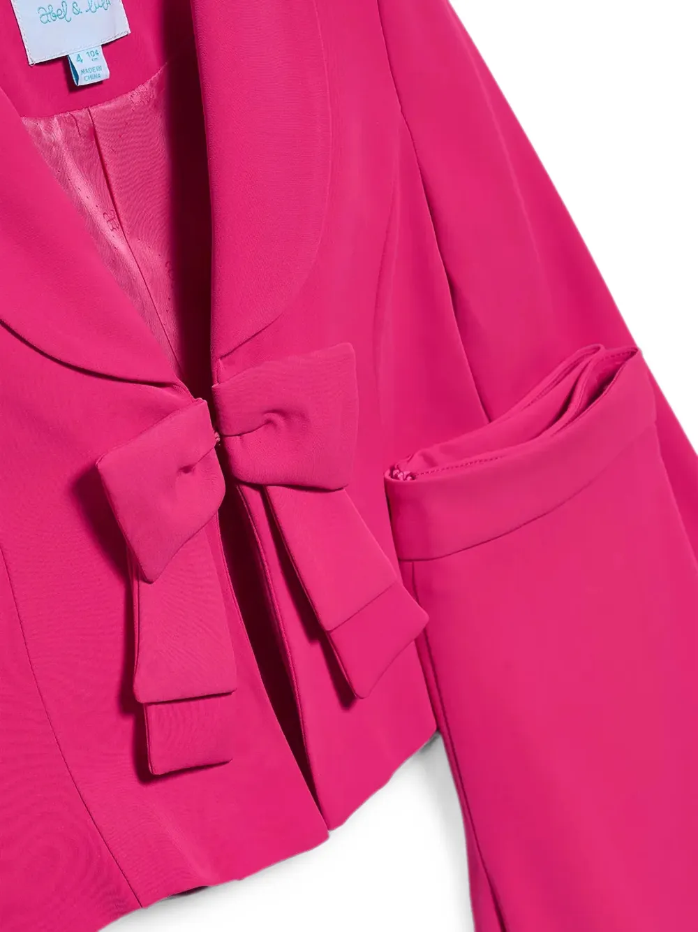 Abel & Lula Tweedelige broekset met cropped jasje en strikdetail Roze