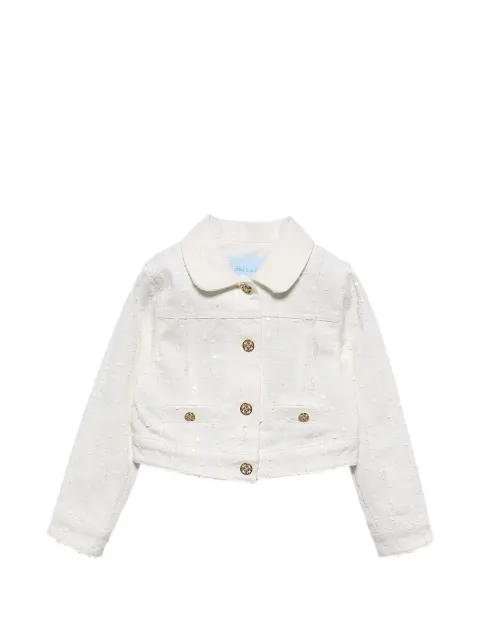Abel & Lula sequin-embellished frayed-edge denim jacket