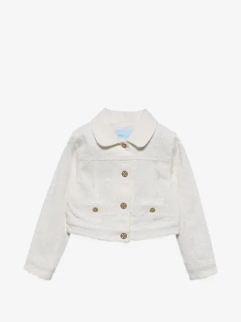 Abel & Lula sequin-embellished frayed-edge denim jacket