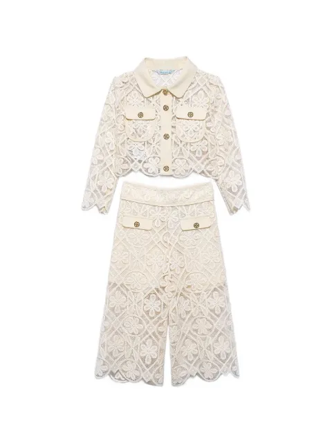 Abel & Lula floral-lace cropped trousers set (set of two)