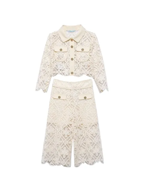 Abel & Lula floral-lace cropped trousers set (set of two)