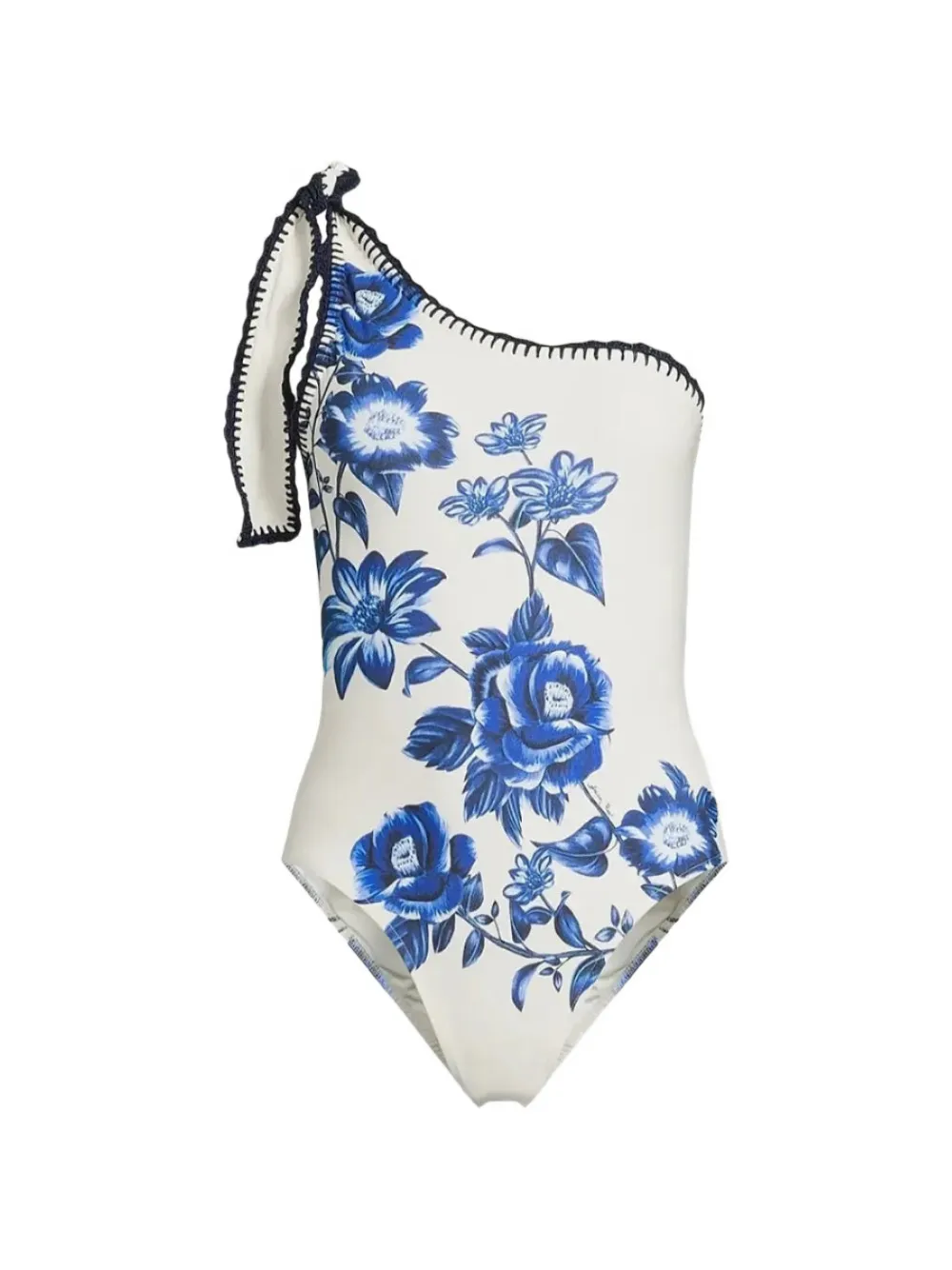 FARM Rio floral-print one-shoulder swimsuit - Bianco