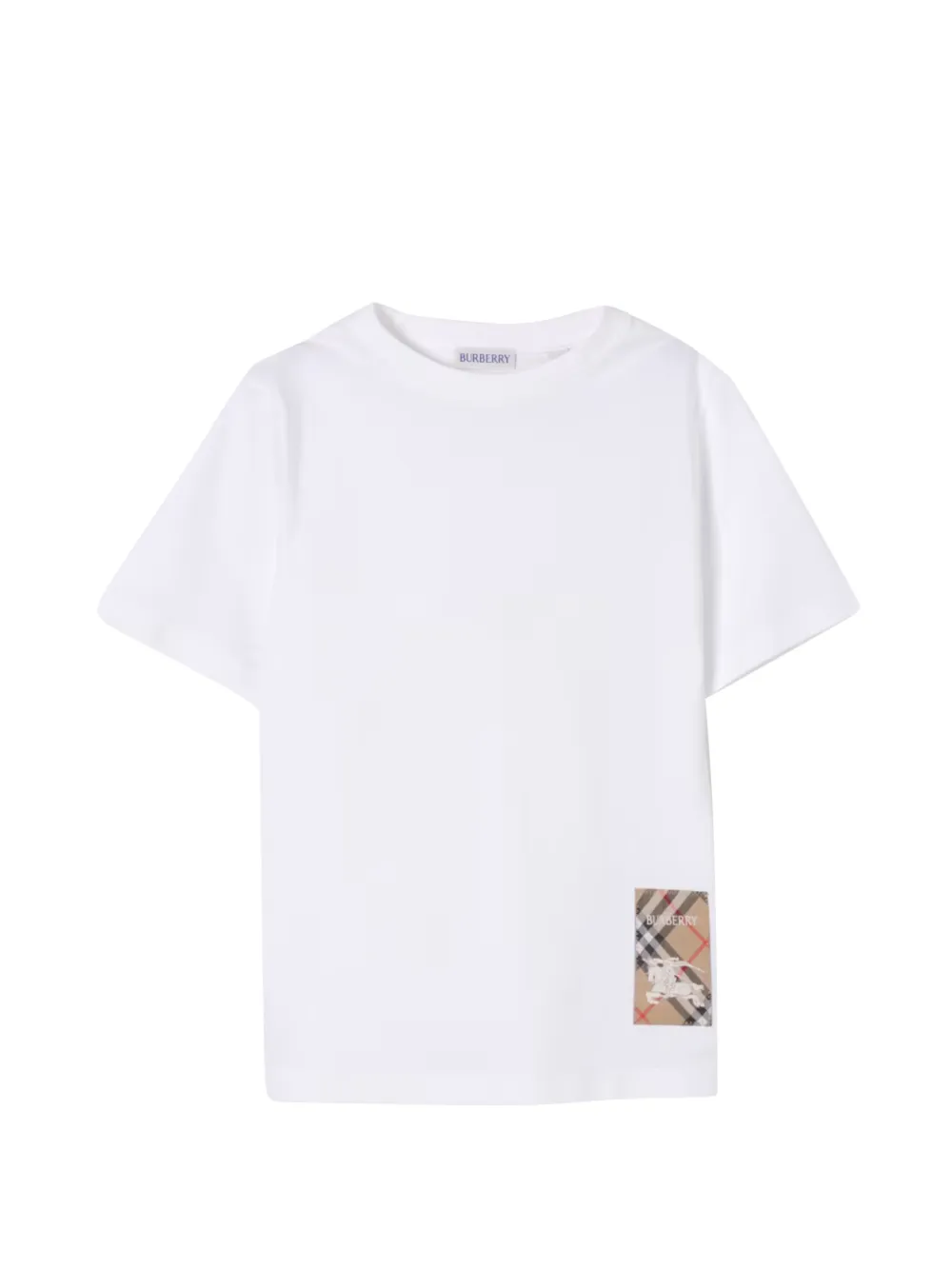 Burberry Kids check-patch logo-print T-shirt - Bianco
