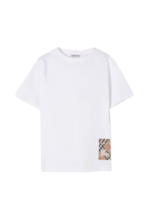 Burberry Kids check-tag Cotton T-shirt | White | FARFETCH