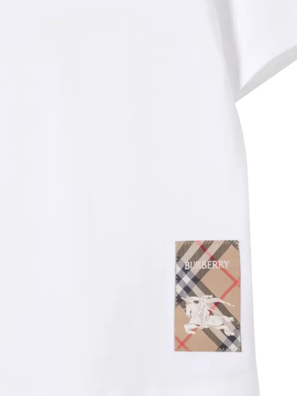 Burberry Kids check-patch logo-print T-shirt | White | FARFETCH