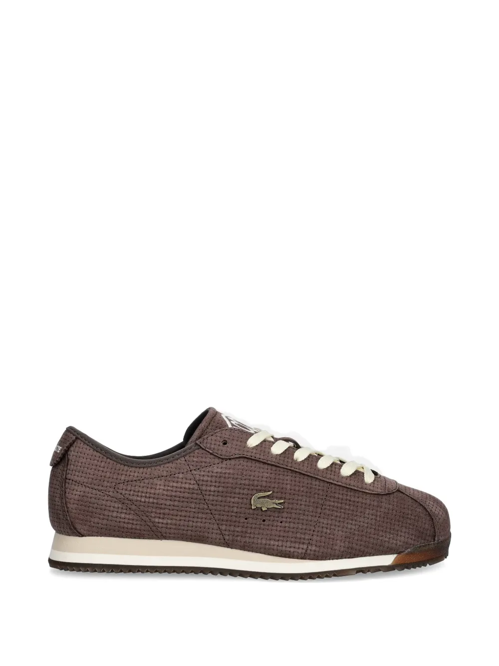 Lacoste woven-effect logo-patch sneakers - Braun